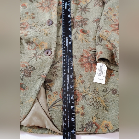 Coldwater Creek NWT Womens 3 button blazer size 14 Green Floral print business - Picture 4 of 5